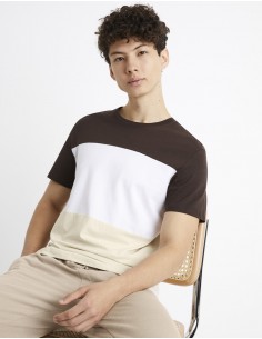T-shirt col rond color block 