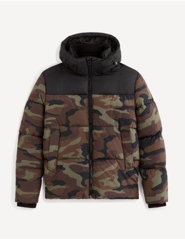 Doudoune Matelassée Marron CELIO Avec Capuche - Taille L - Fausse Peau Extérieure - Occasion Très Bon État