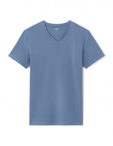 T-shirt slim col V en coton stretch