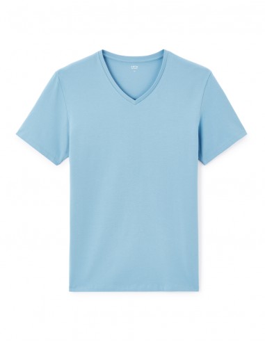 T-shirt slim col V en coton stretch