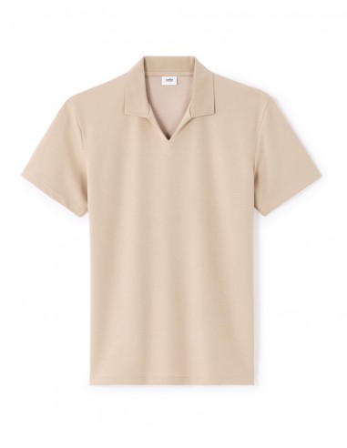 Polo regular col cubain en coton mélangé