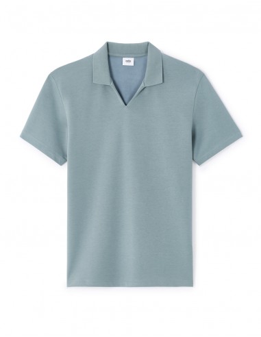 Polo regular col cubain en coton mélangé