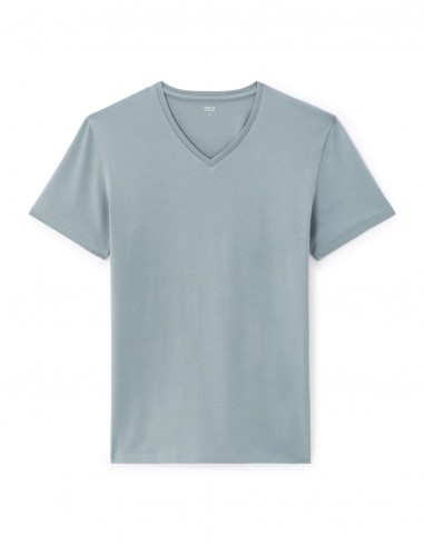 T-shirt slim col V en coton stretch
