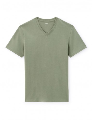 T-shirt col V 100% coton