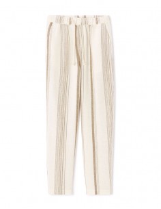 Pantalon straight texturé à...
