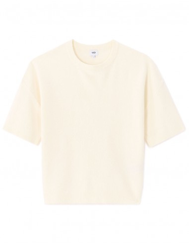 T-shirt boxy col rond en maille bouclée