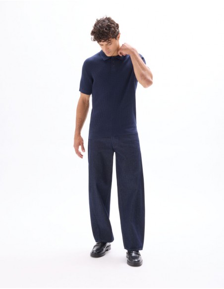 Tunique Coton Denim Chic Eskandar - Taille 1 - Col Cheminée (cowl Neck) - Occasion Parfaite