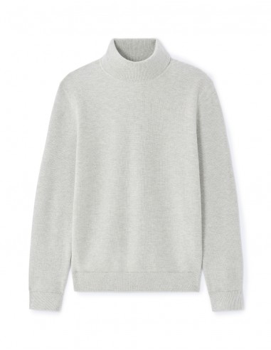 Pull piqué col roulé 100% coton