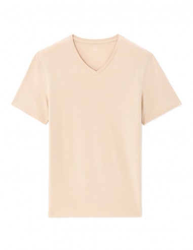 T-shirt slim col V en coton stretch