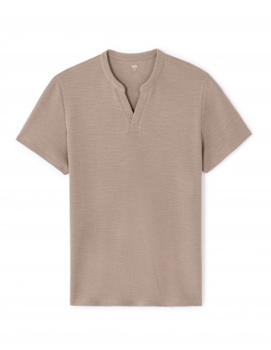 T-Shirt regular col Henley 100% coton