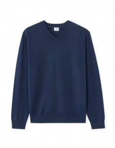 Pull Col V uni en maille fine