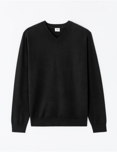 Pull Col V uni en maille fine