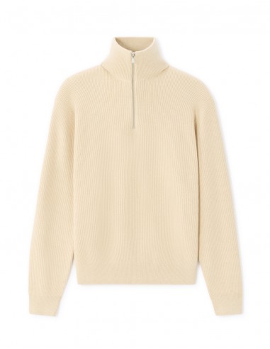 Pull col montant zippé côtelé