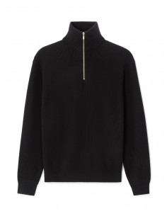 Pull col montant zippé côtelé