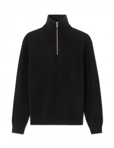 Pull col montant zippé côtelé
