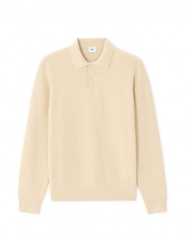 Pull col polo côtelé