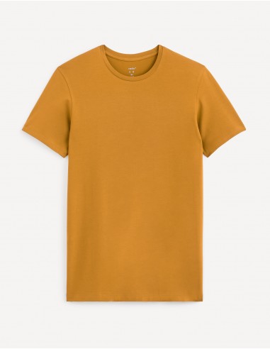 T-shirt slim col rond en coton stretch